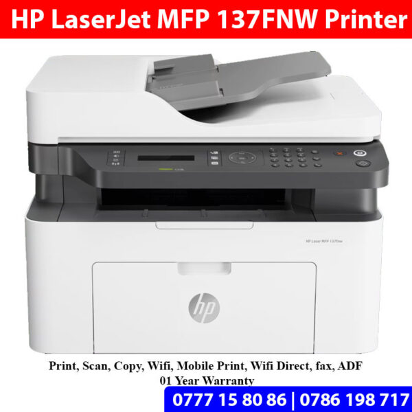 137 Printer HP LaserJet MFP-137FNW Printer Sri Lanka. HP Laser Printer