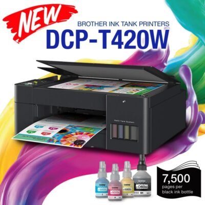 Brother DCP T420W Printer Sri Lanka. Ink Wifi Tank PrinterBrother DCP T420W Printer Sri Lanka sale with discount price and 01 year genuine warranty. Brother T420W Ink Tank Printer very good economical printer for home use, office use and business use. This printer had Print, Scan and photocopy features. Brother DCP T420W Printer Special Features Print, Scan, Photocopy Wireless Printing Mobile Printing Print Speed - Black 16ipm / Colour 9ipm Border Less Printing Photo Printing Print up to legal size Copy up to 99 pages 01 year or 30,000 copy genuine onsite warranty